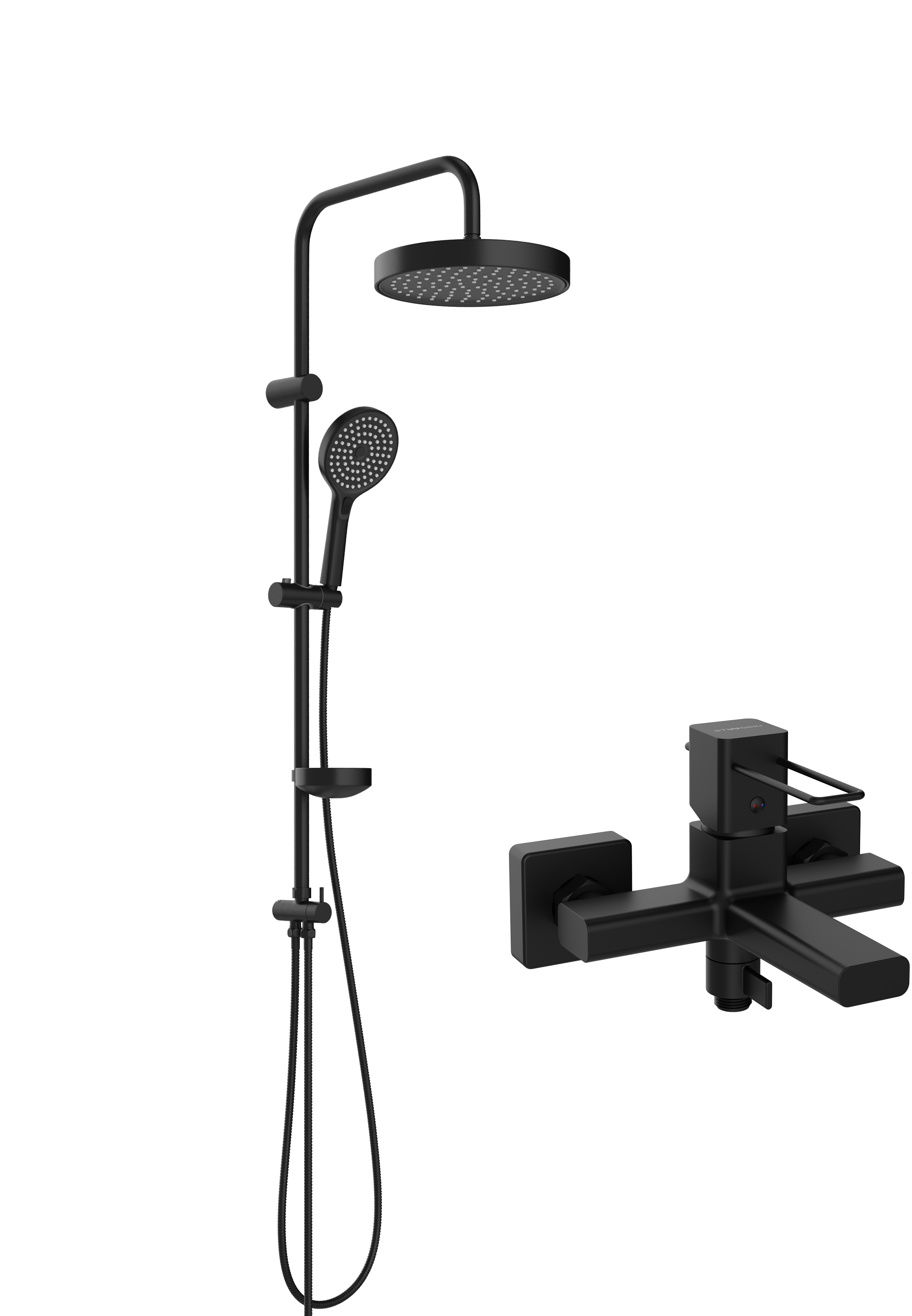 Душевая стойка STWORKI Хельсингборг S18180BK + Брамминг S40100BK со смесителем, матовая черная купить в Тамбове