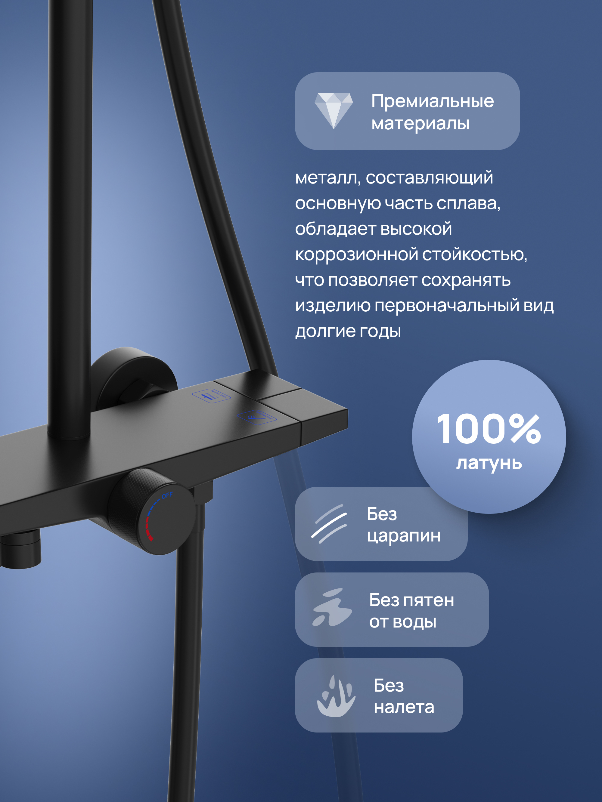Душевая стойка STWORKI Готланд S13185BK со смесителем, матовая черная купить в Тамбове