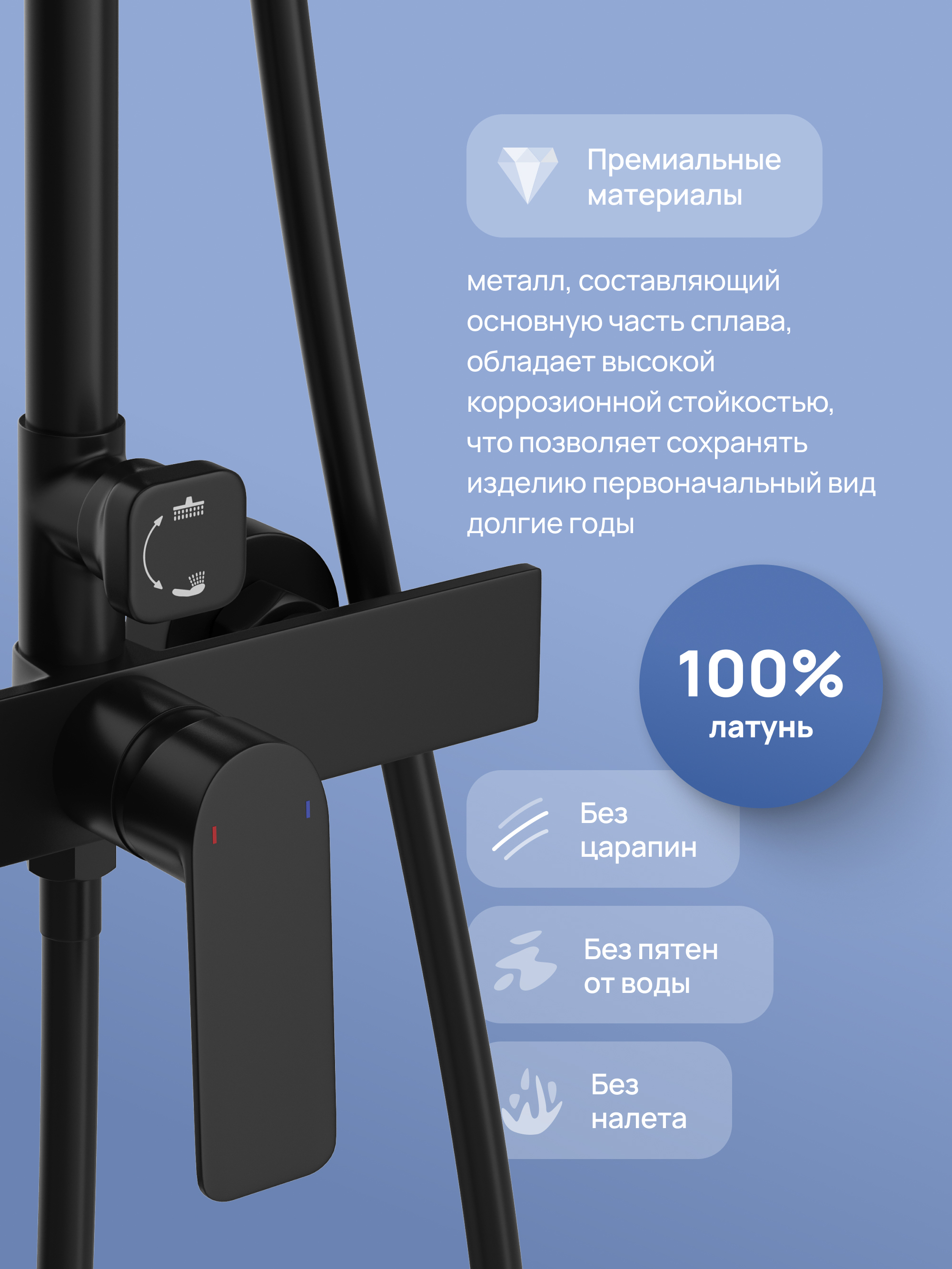 Душевая стойка STWORKI Готланд S13165BK со смесителем, матовая черная купить в Тамбове