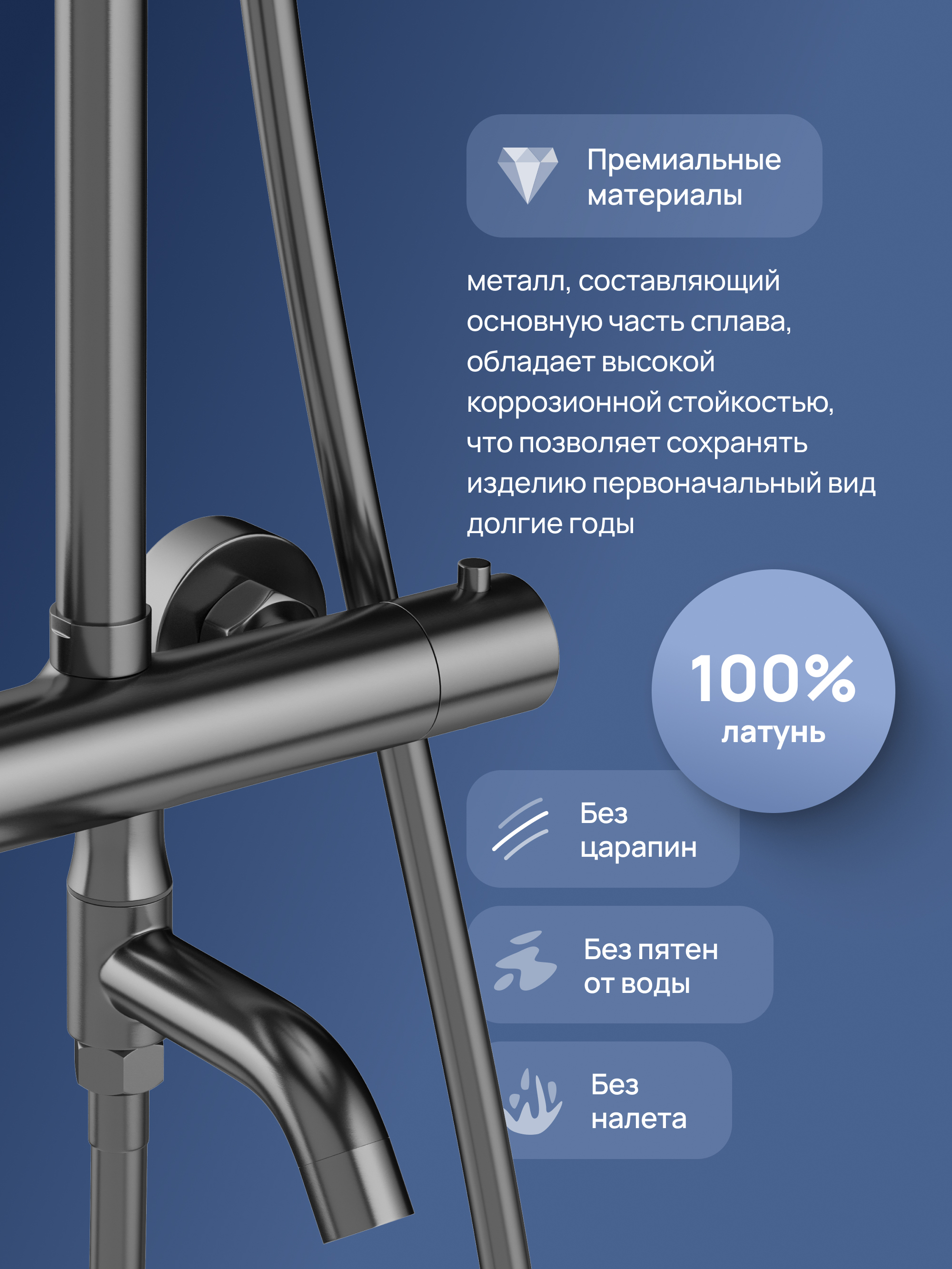 Душевая стойка STWORKI Готланд S13175GB со смесителем, с термостатом, вороненая сталь купить в Тамбове