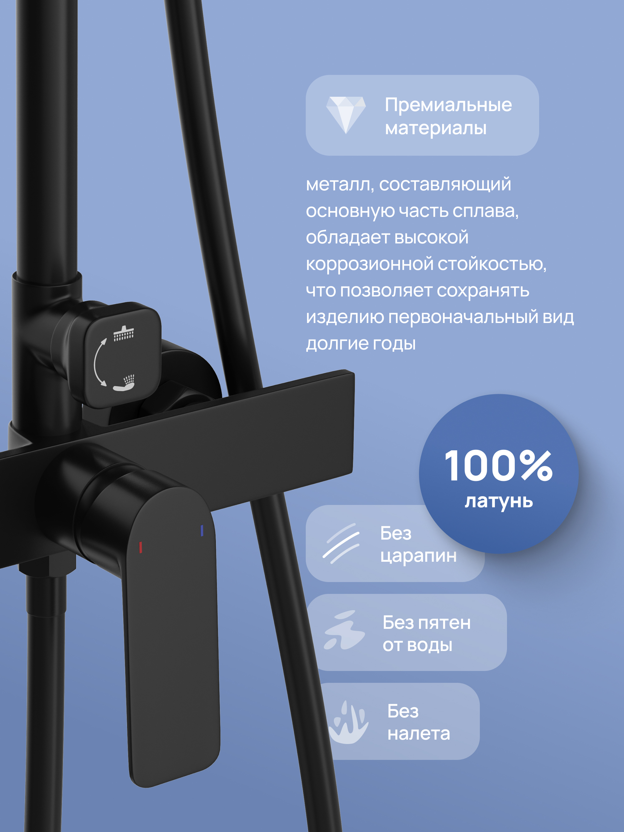 Душевая стойка STWORKI Готланд S13160BK со смесителем, матовая черная купить в Тамбове