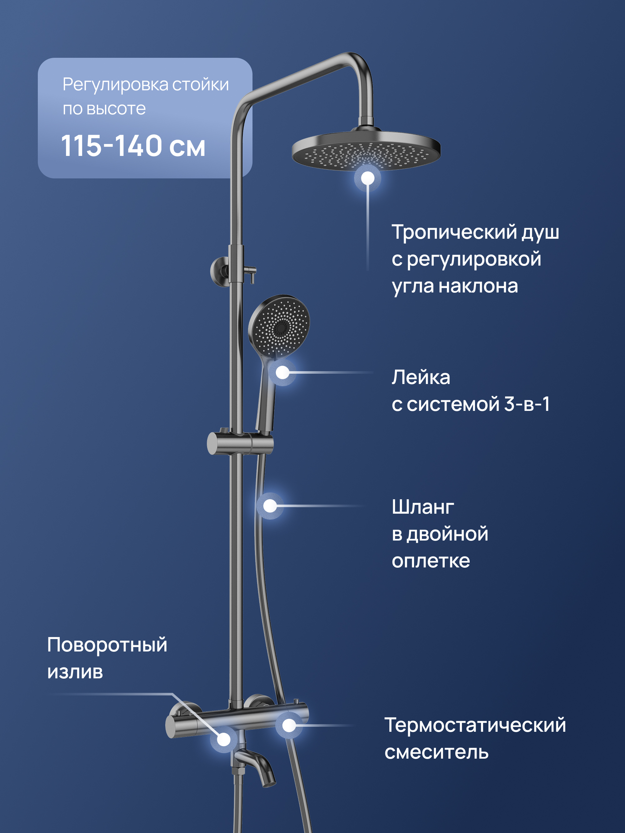Чугунная ванна DIWO Анапа DA0004 без опоры + Ножки комплект, для чугунных ванн + Стойка STWORKI Готланд S13170GB, вороненая сталь купить в Тамбове
