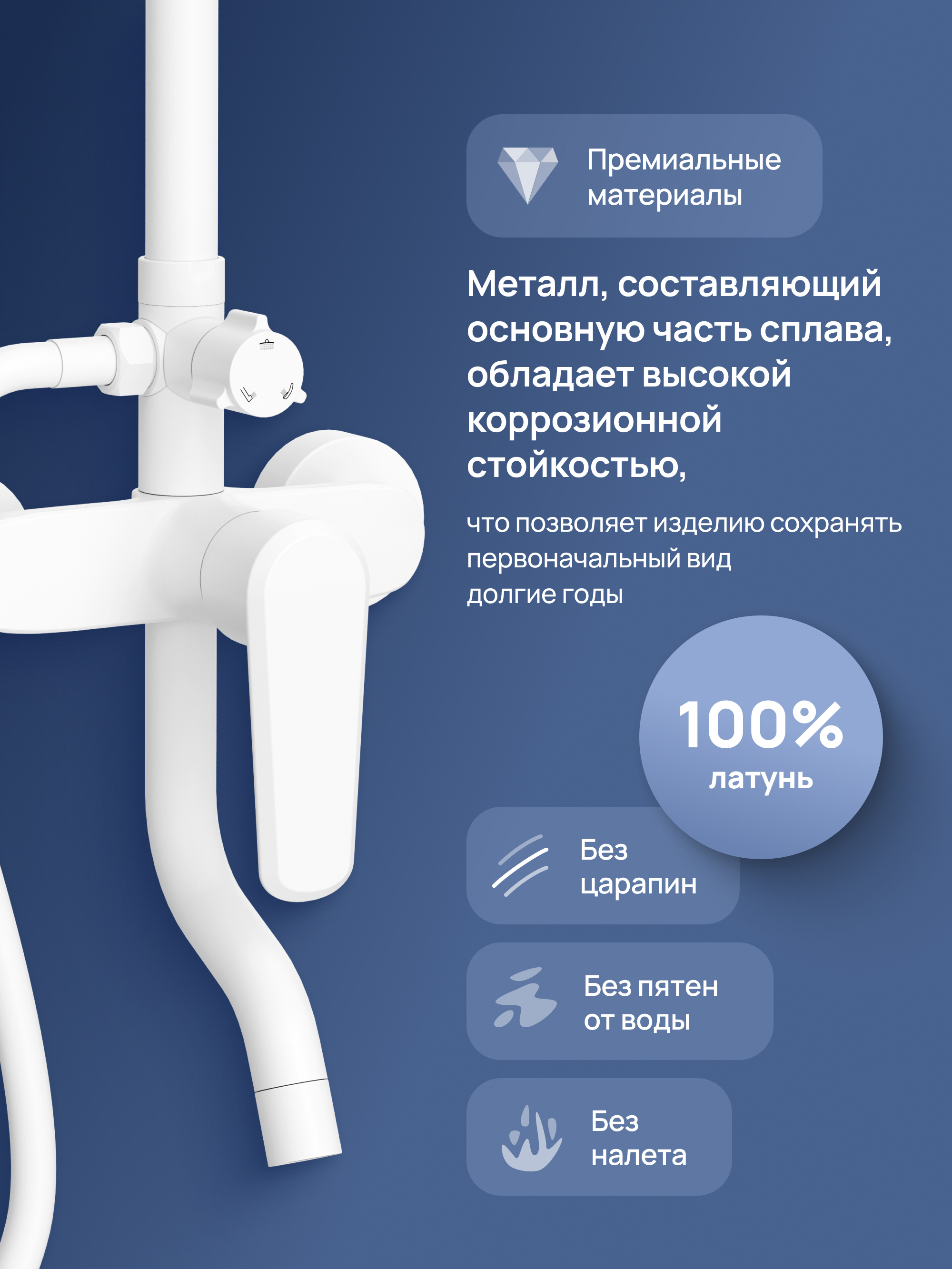 Душевая стойка STWORKI Киркенес S45175WH со смесителем, матовая белая купить в Тамбове