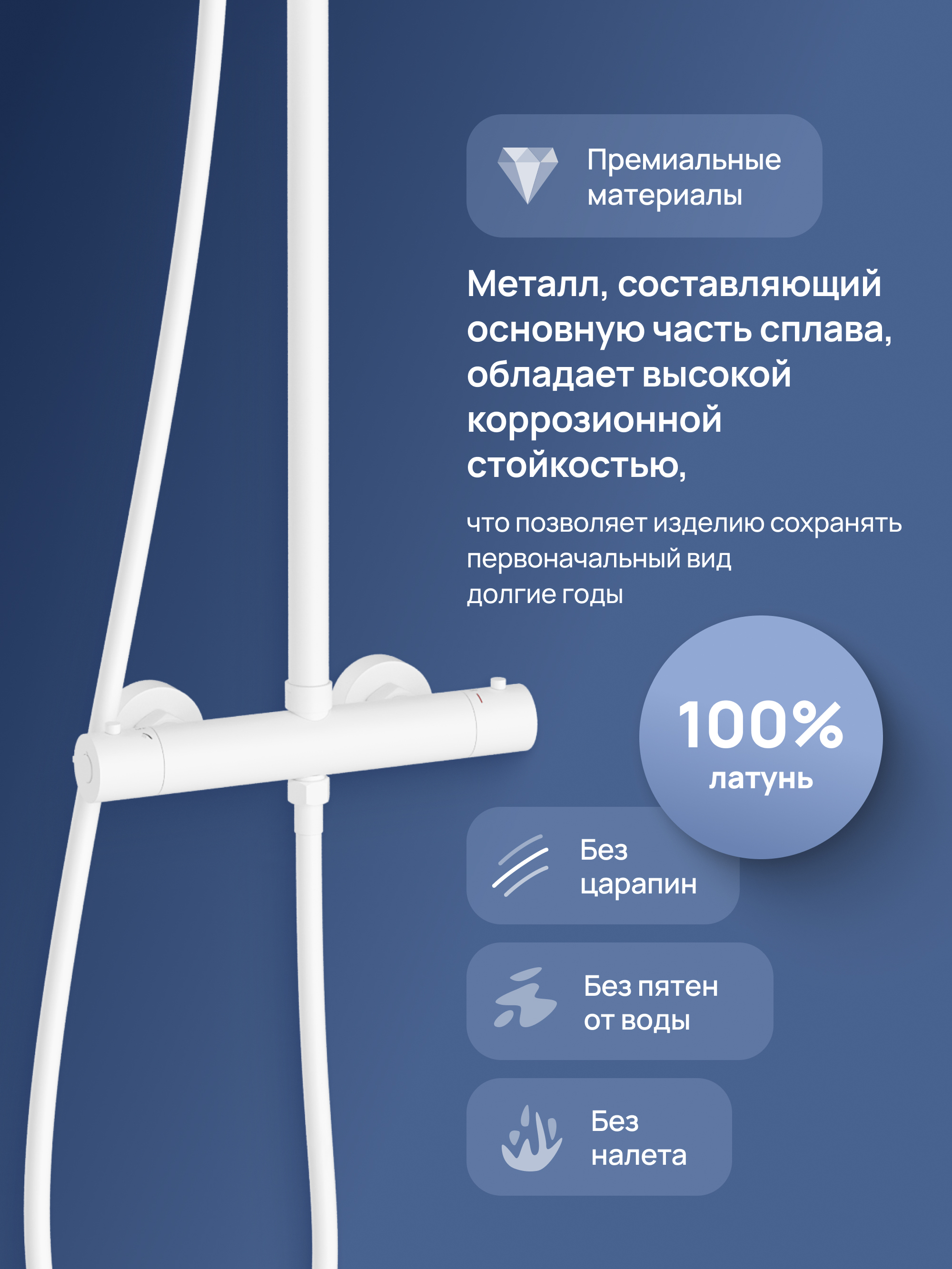 Душевая стойка STWORKI Сортланд S10160WH со смесителем, с термостатом, матовая белая купить в Тамбове