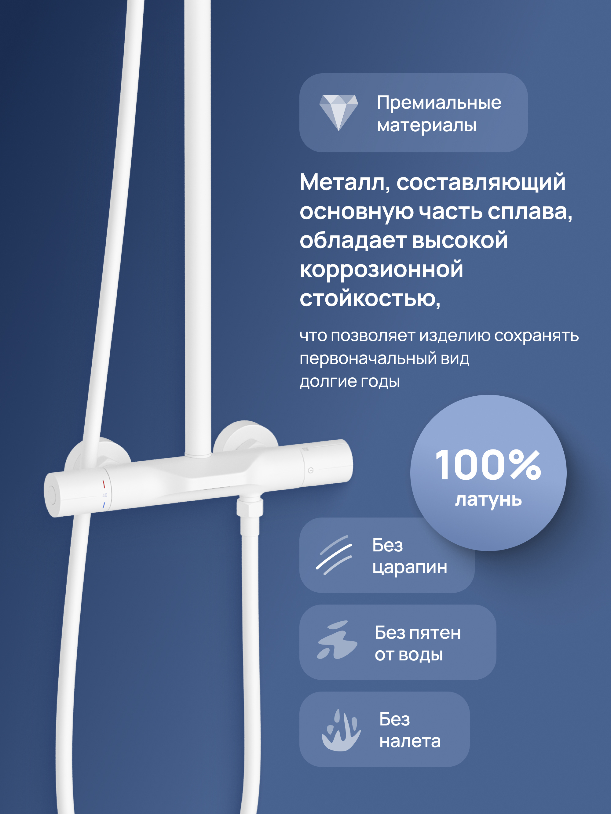 Душевая стойка STWORKI Лерум S04170WH со смесителем, с термостатом, матовая белая купить в Тамбове