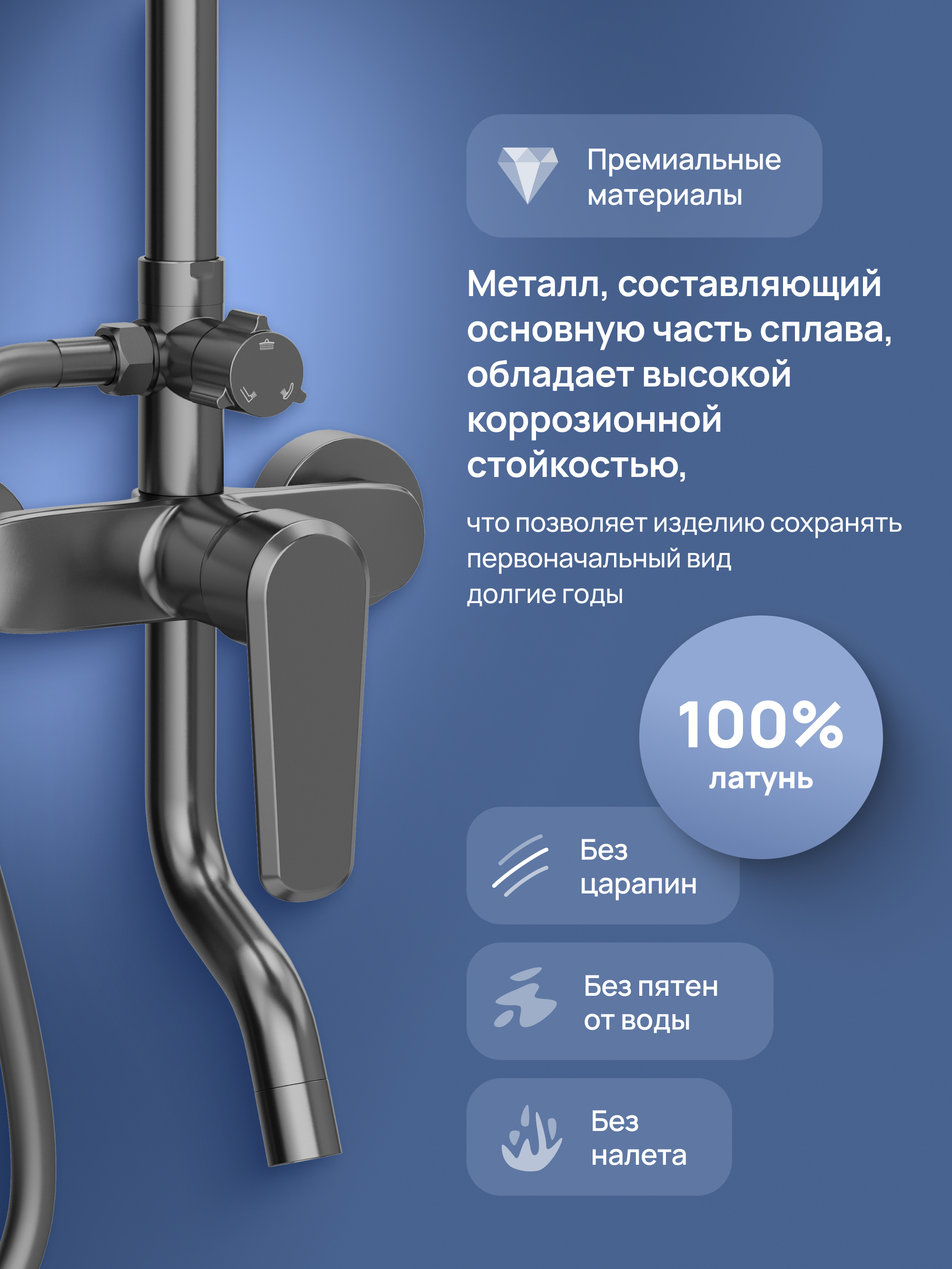 Душевая стойка STWORKI Киркенес S45175GB со смесителем, вороненая сталь купить в Тамбове