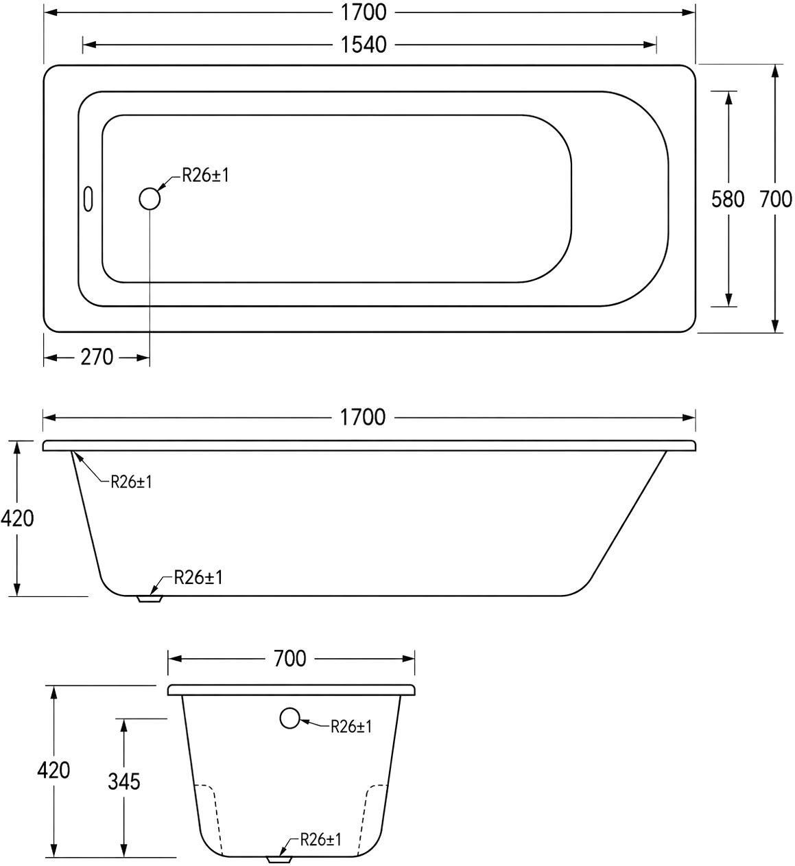 Чугунная ванна STWORKI Сьон S5317011WH 170x70 см, пристенная, белая, на ножках, с экранами купить в Тамбове