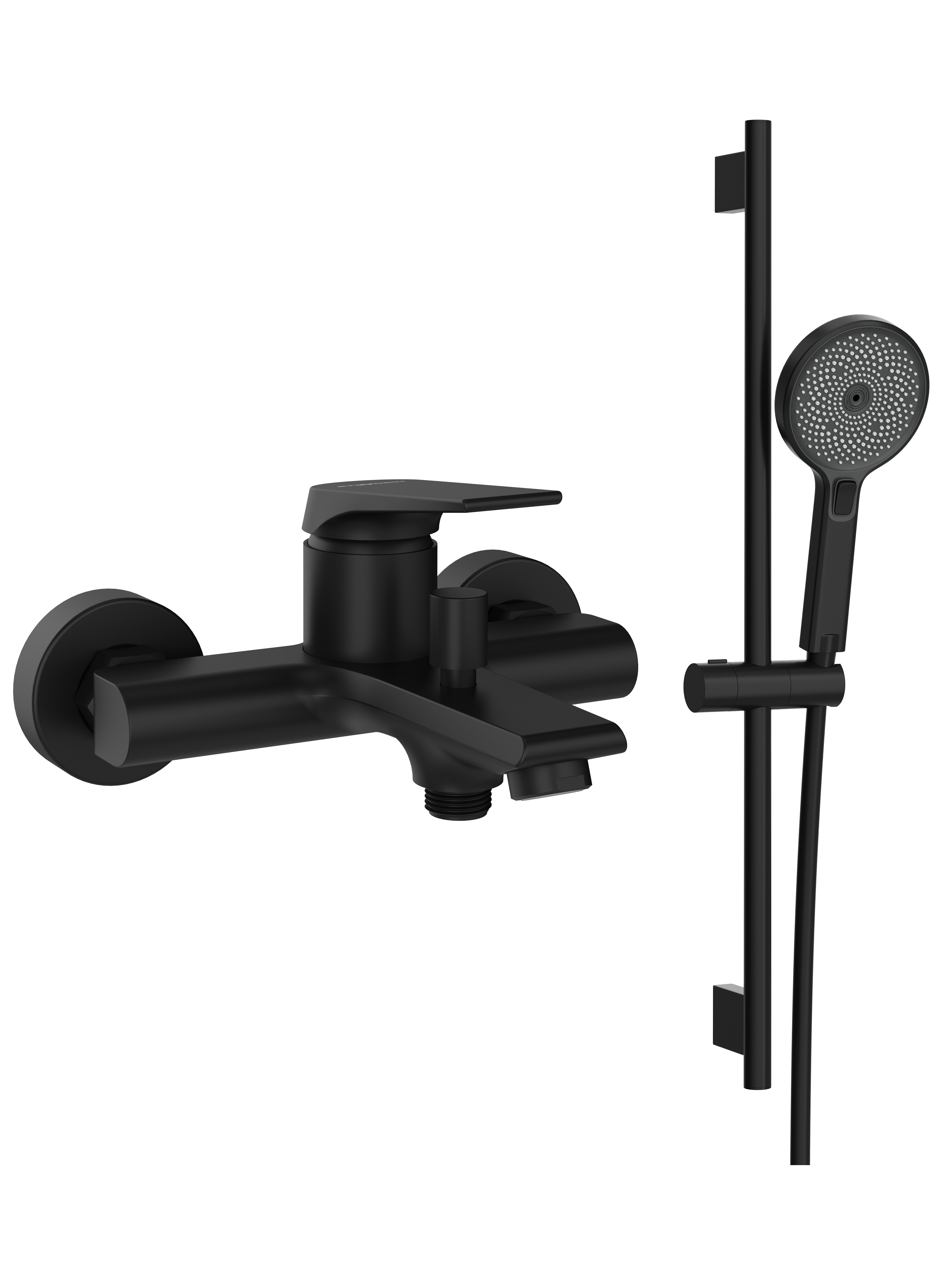 купить Душевой комплект STWORKI Смеситель для ванны с душем Монтре S30100BK черный + Душевой гарнитур Гётеборг S03190BK черный