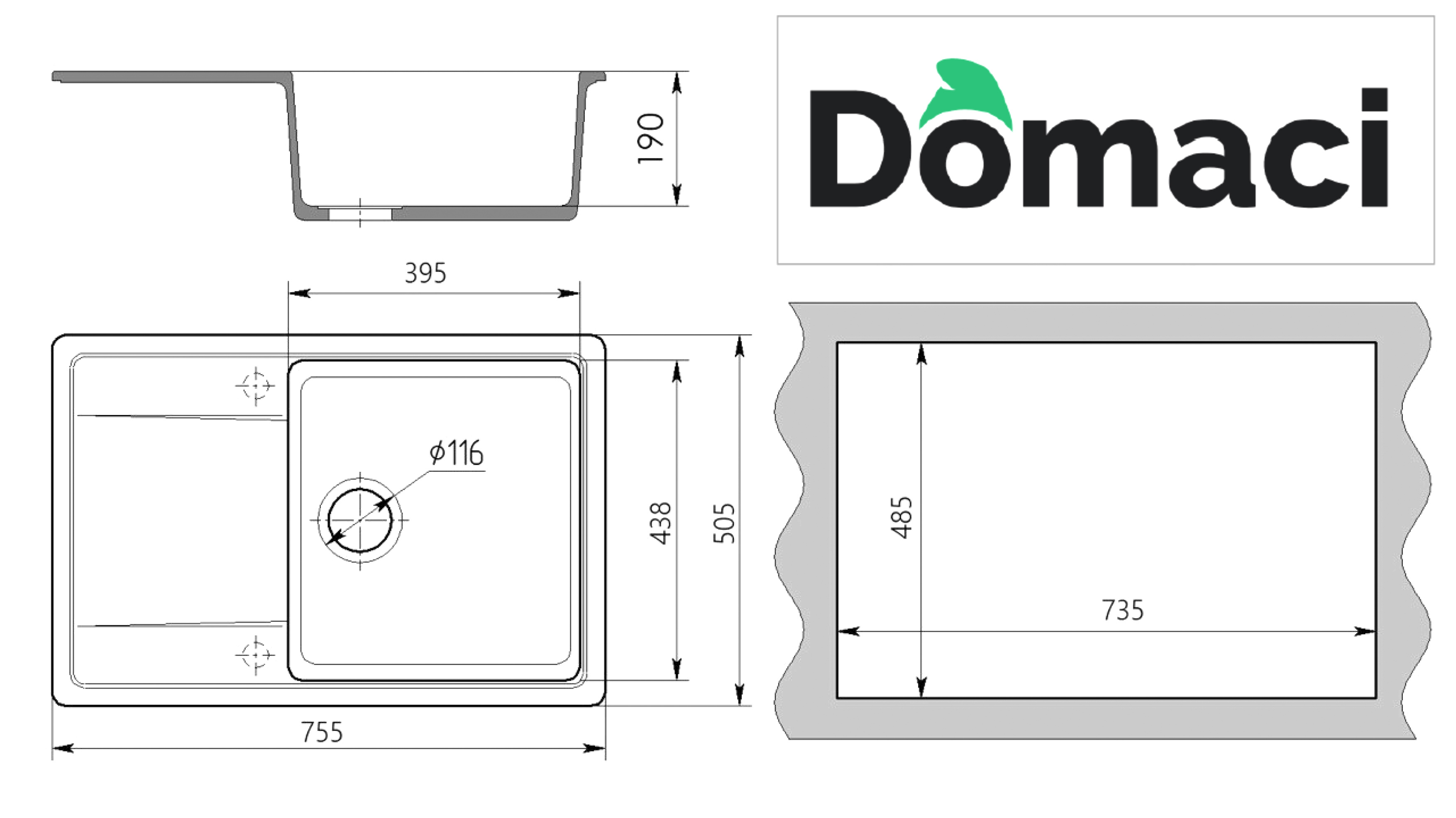 Мойка кухонная Domaci Бьелла M-GS14-W белая купить в Тамбове