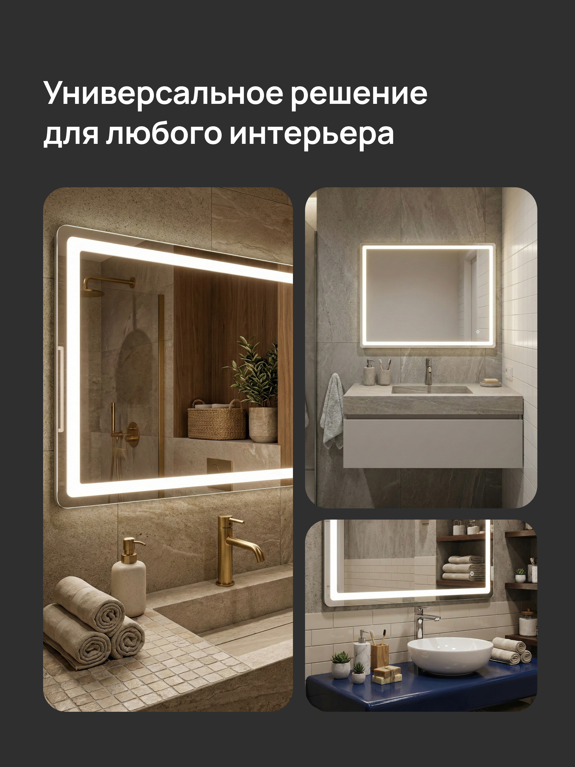 Зеркало DIWO Коломна 60x80 3 цвета подсветки, реверсивное купить в Тамбове