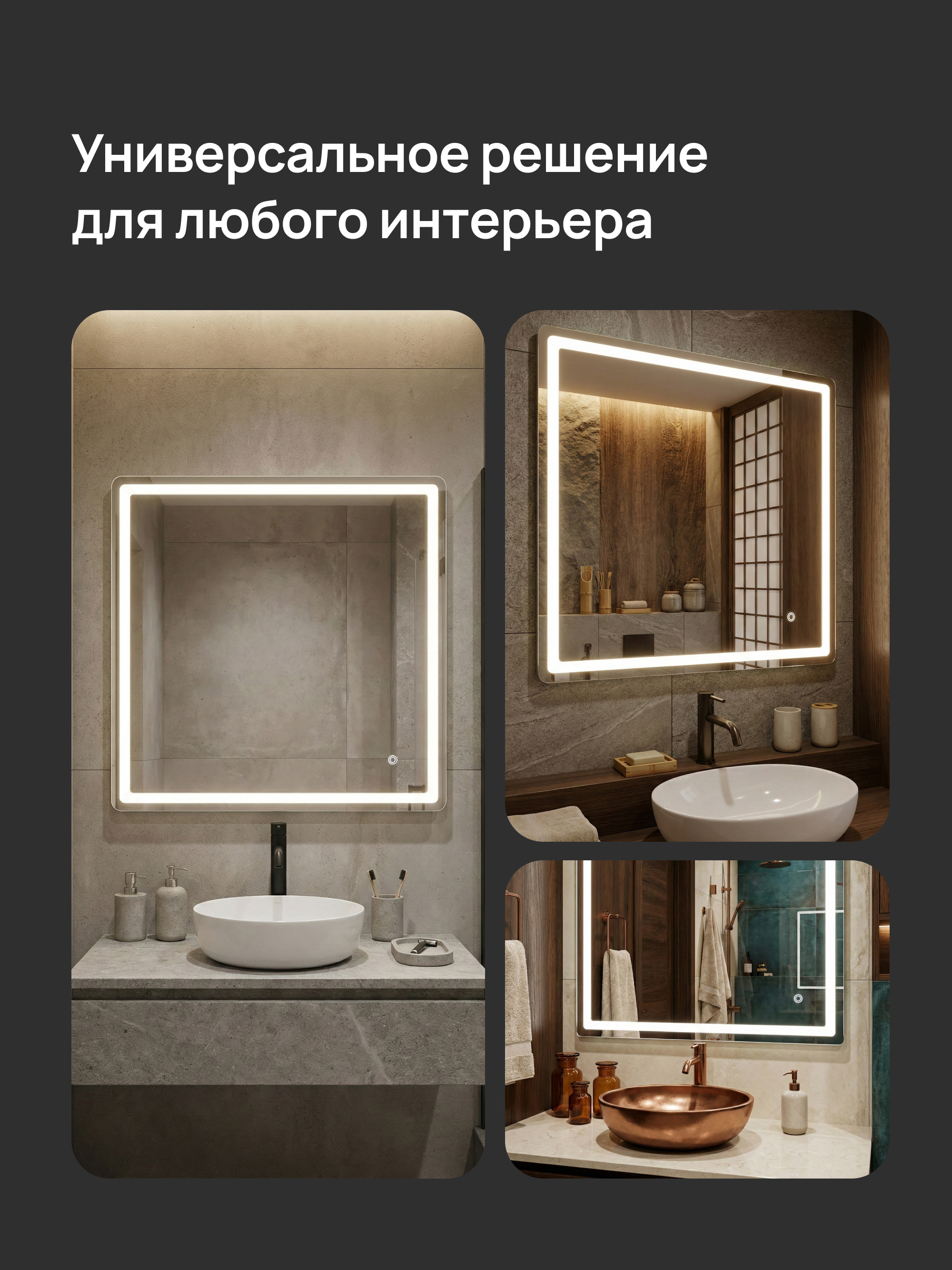 Зеркало DIWO Коломна 80x80 3 цвета подсветки, реверсивное купить в Тамбове