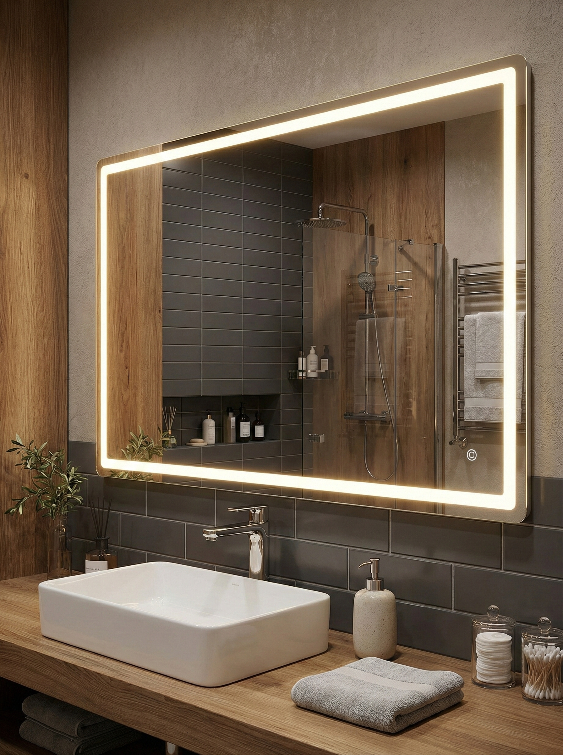 Зеркало DIWO Коломна 100x80 3 цвета подсветки, реверсивное купить в Тамбове