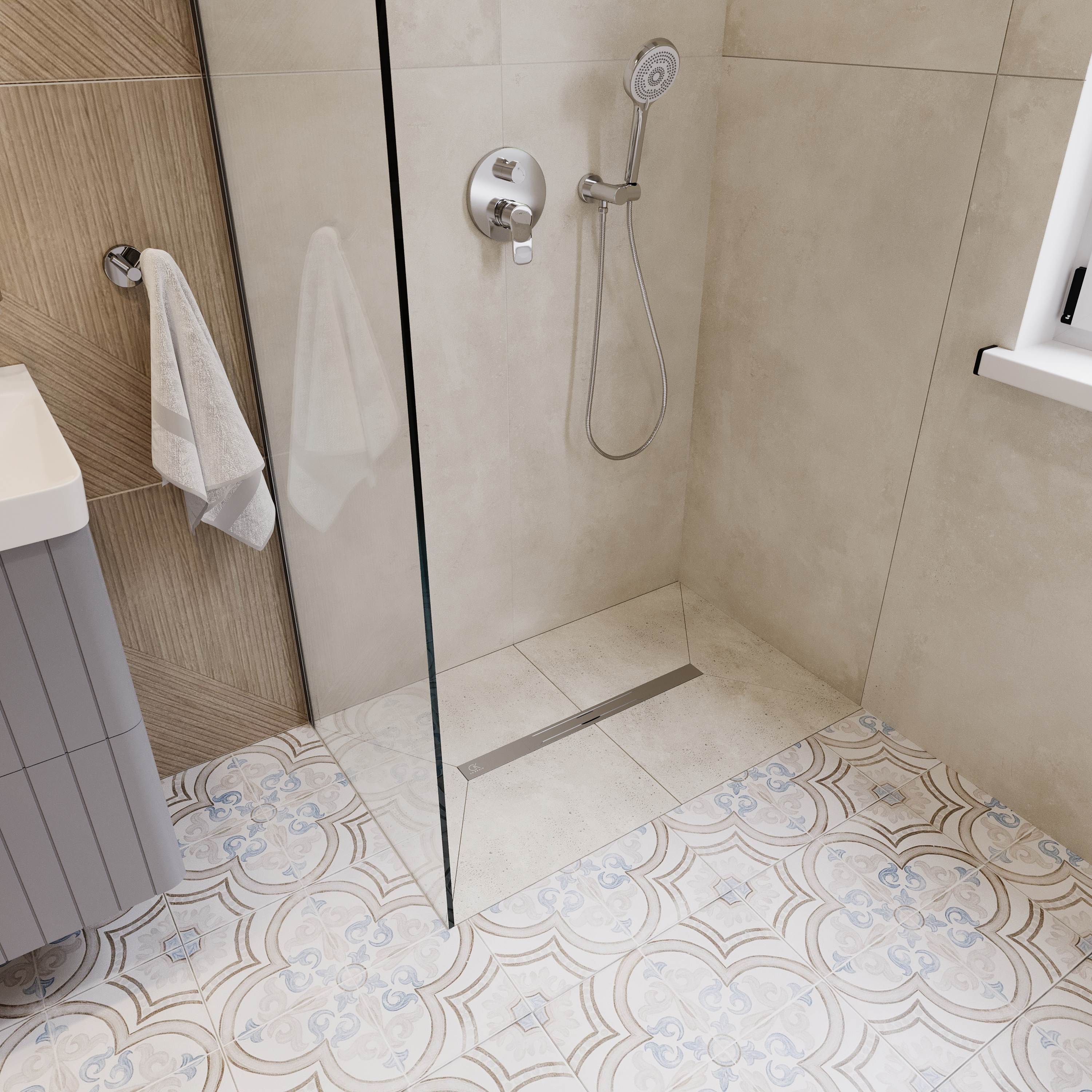 Душевой лоток CK DRAIN VERA-SAQUA014 60 см, двойной, с мокрым затвором, щелевой, из нержавеющей стали, с решеткой купить в Тамбове