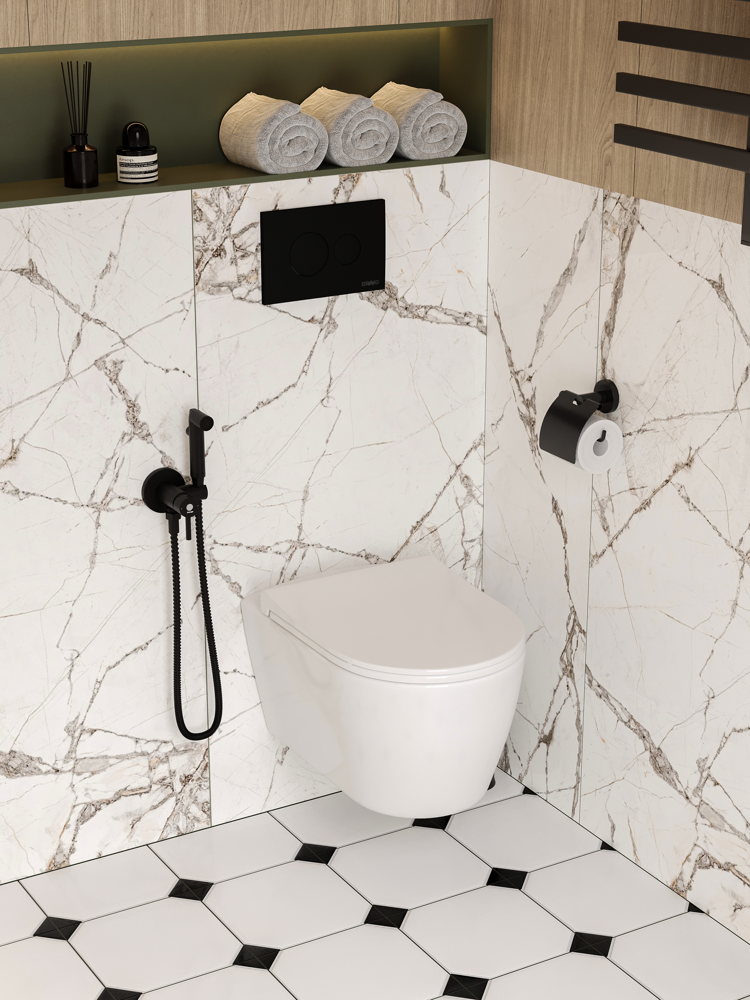 Держатель для туалетной бумаги DEKOR BANYO Alina Black A40 407 01 04 настенный, матовый черный купить в Тамбове