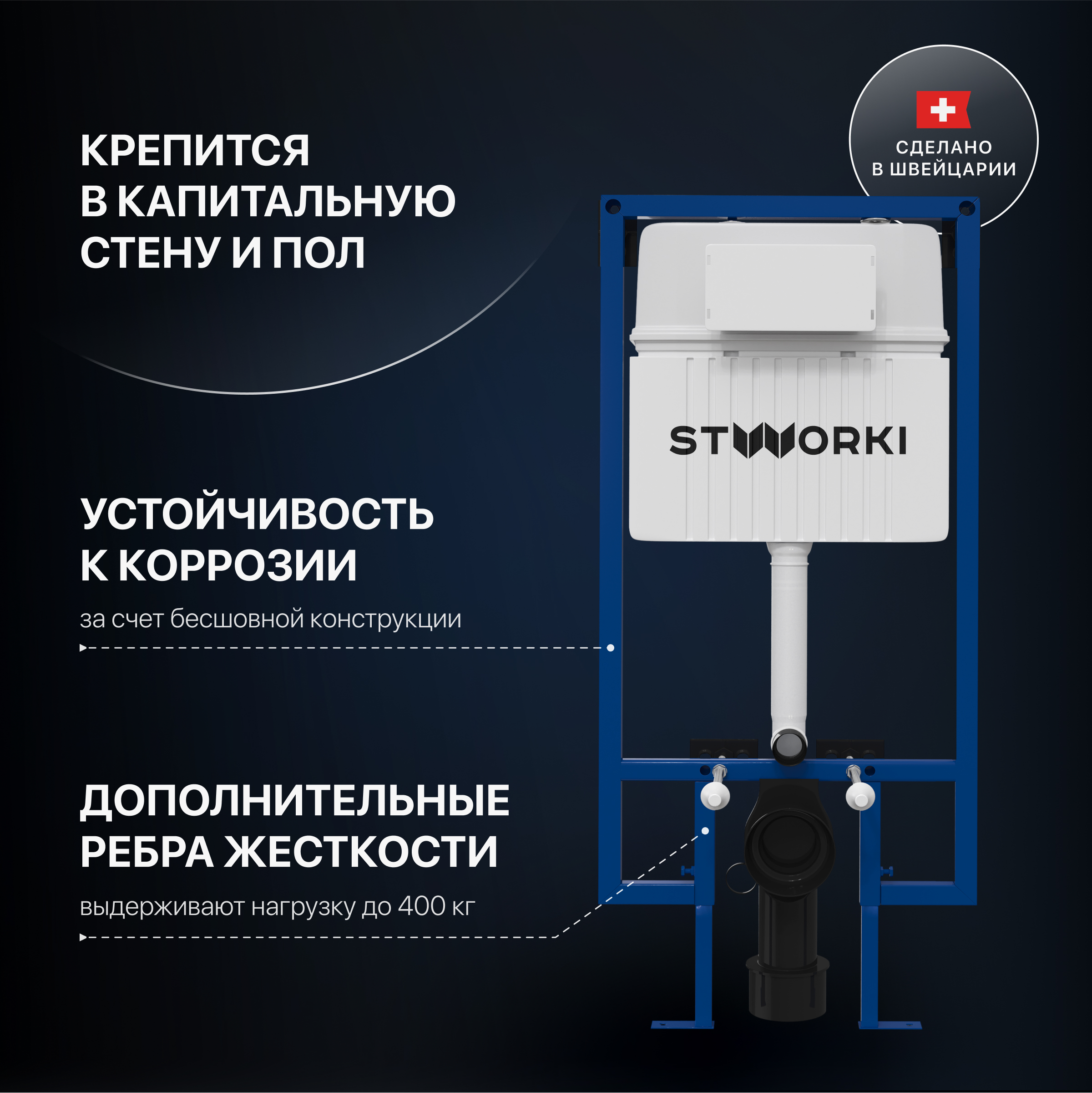 Комплект Инсталляция STWORKI 510162 + Кнопка 230822 цвет глянцевый хром купить в Тамбове