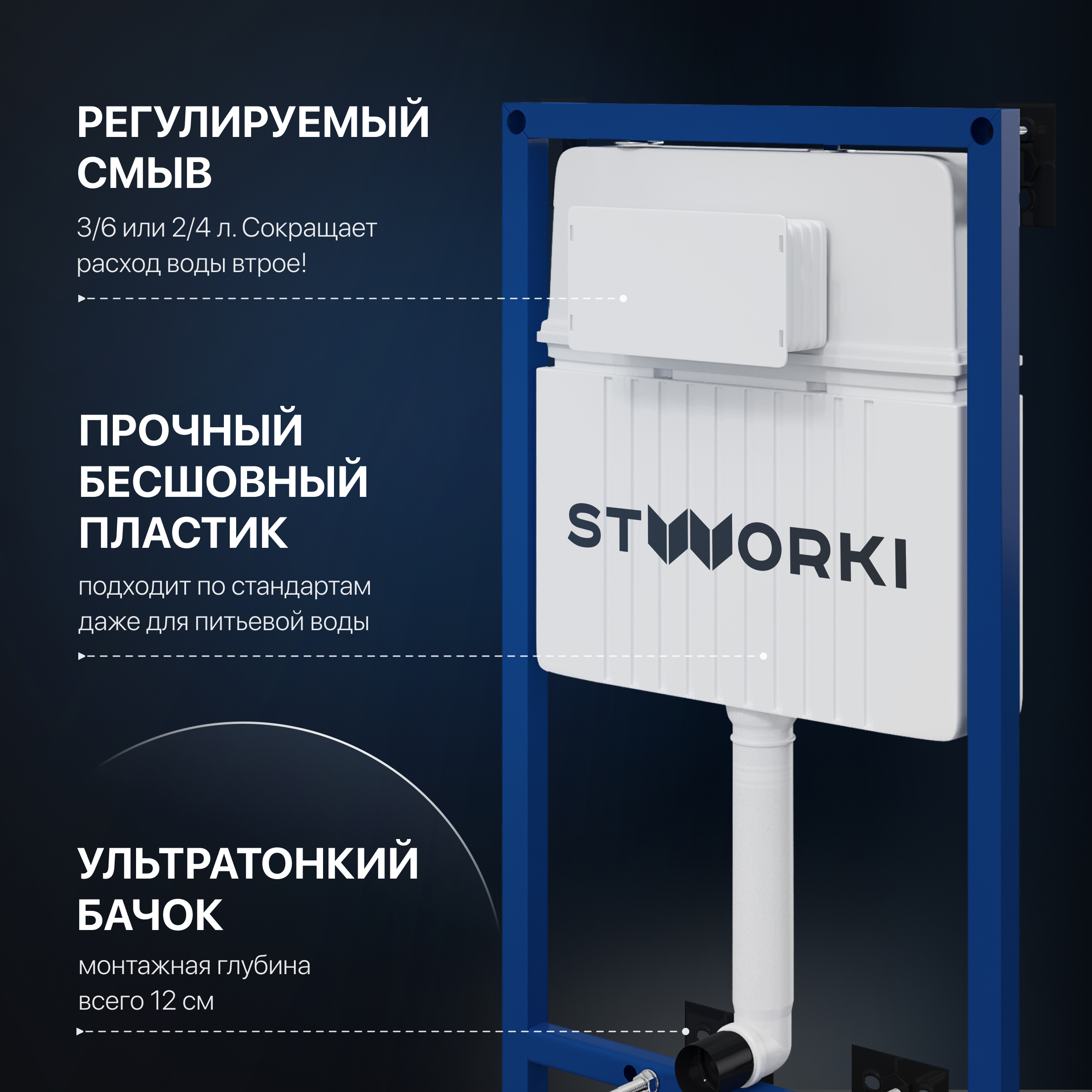 Комплект Инсталляция STWORKI 510162 + Кнопка 230822 цвет глянцевый хром купить в Тамбове