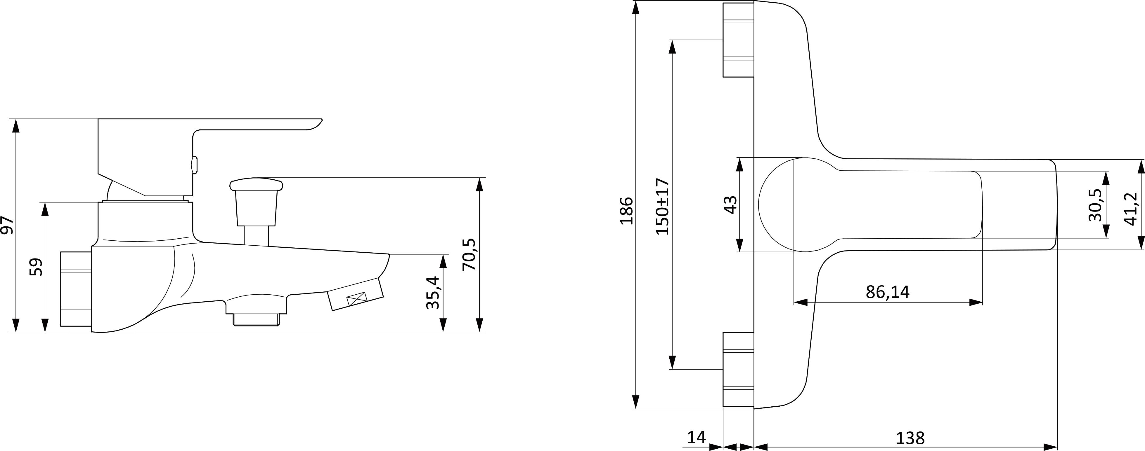 Смеситель для ванны с душем STWORKI Хельсинки HFHS10130 черный, латунь, современный купить в Тамбове