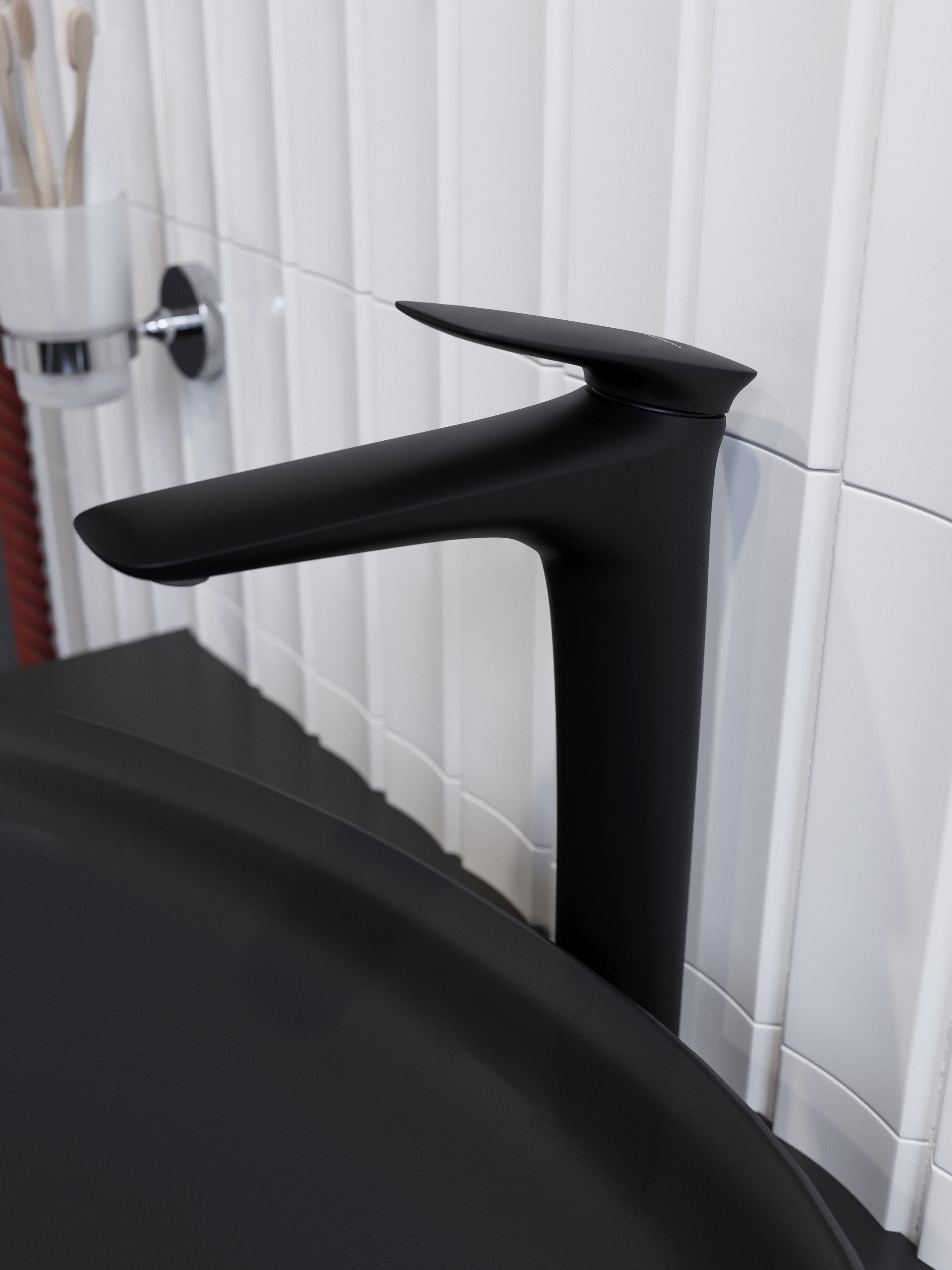 Смеситель для ванны с душем STWORKI Молде S23100BK матовый черный, латунь, современный, + Смеситель для раковины S23020BK черный купить в Тамбове
