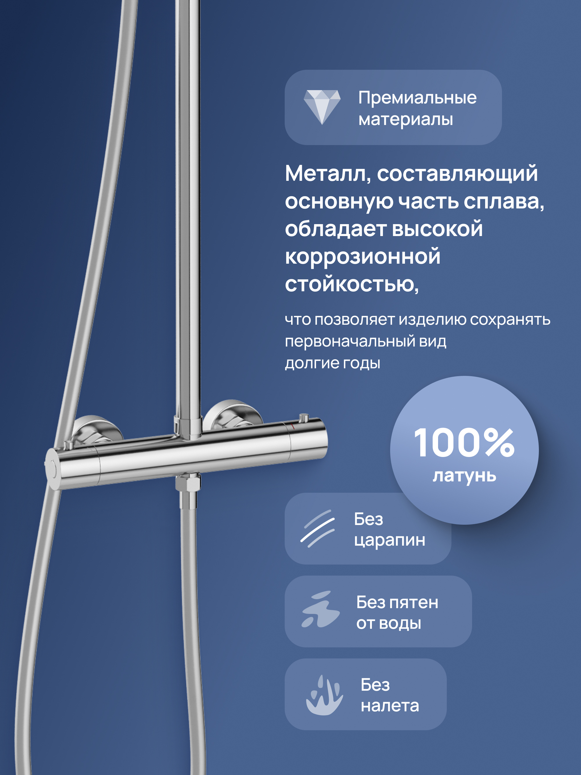 Душевая стойка STWORKI Сортланд S10160CR со смесителем, с термостатом, хром купить в Тамбове