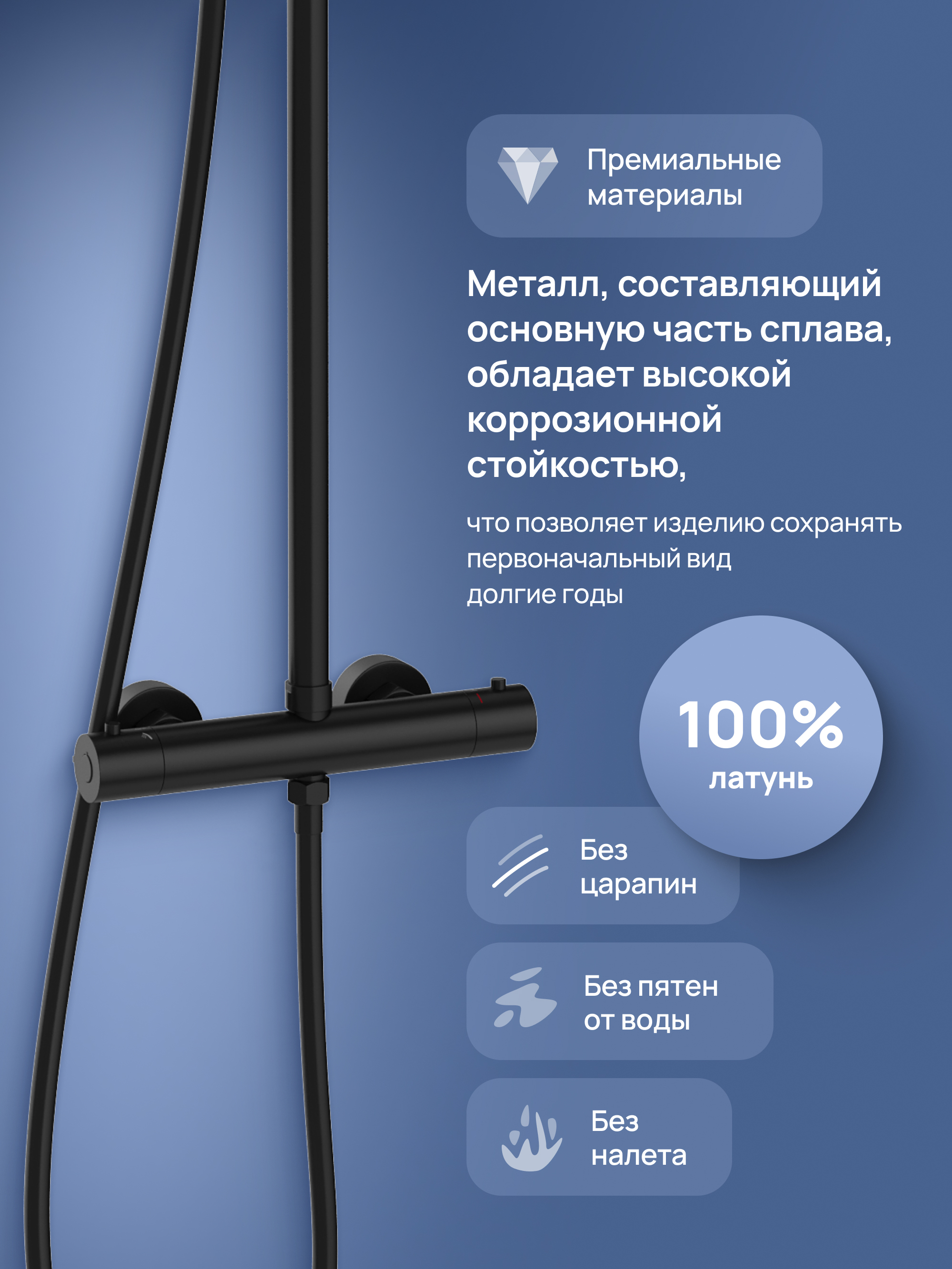 Душевая стойка STWORKI Сортланд S10160BK со смесителем, с термостатом, матовая черная купить в Тамбове