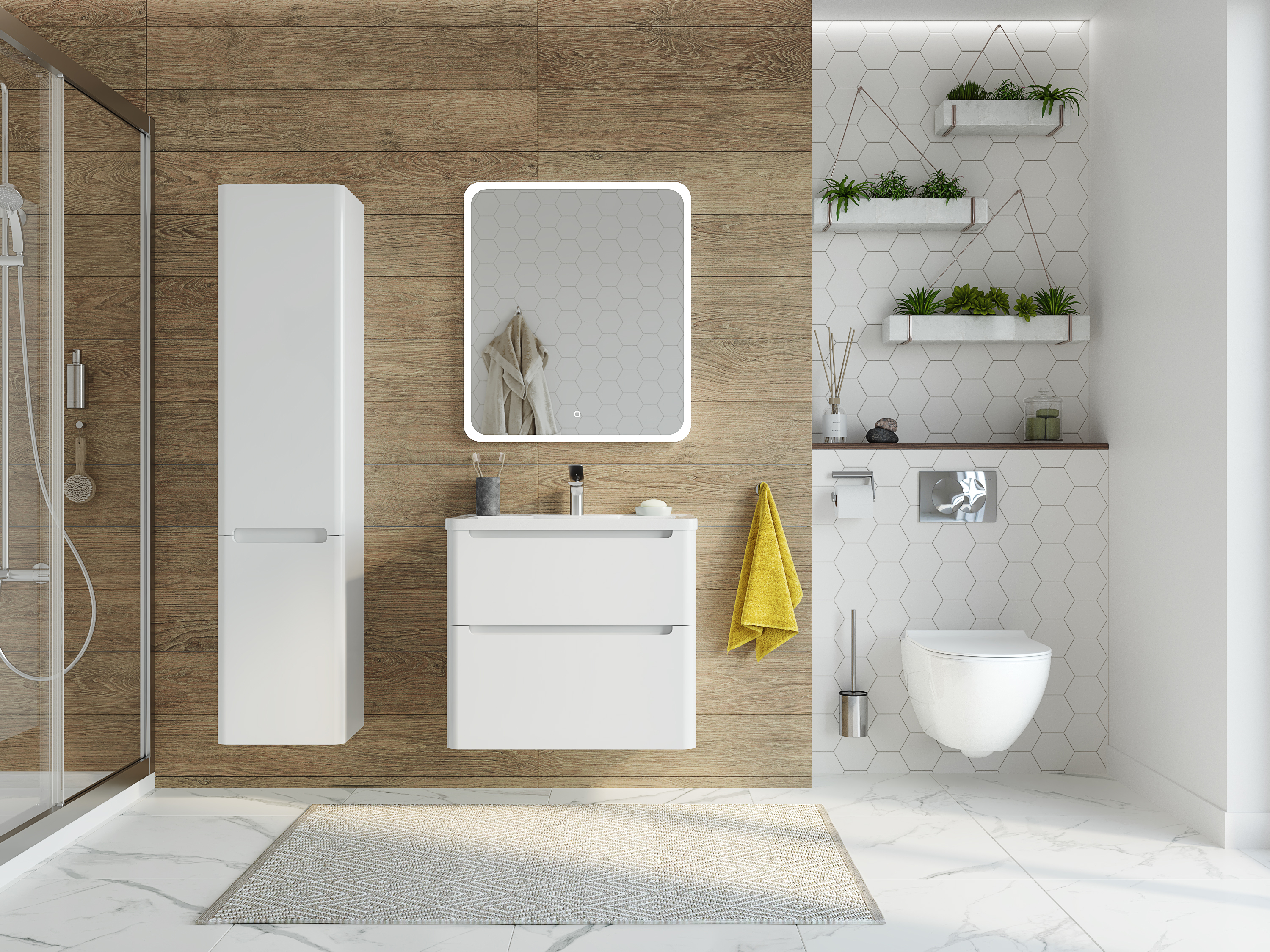 Мебель для ванной комнаты STWORKI Монтре 70 белая купить в Тамбове