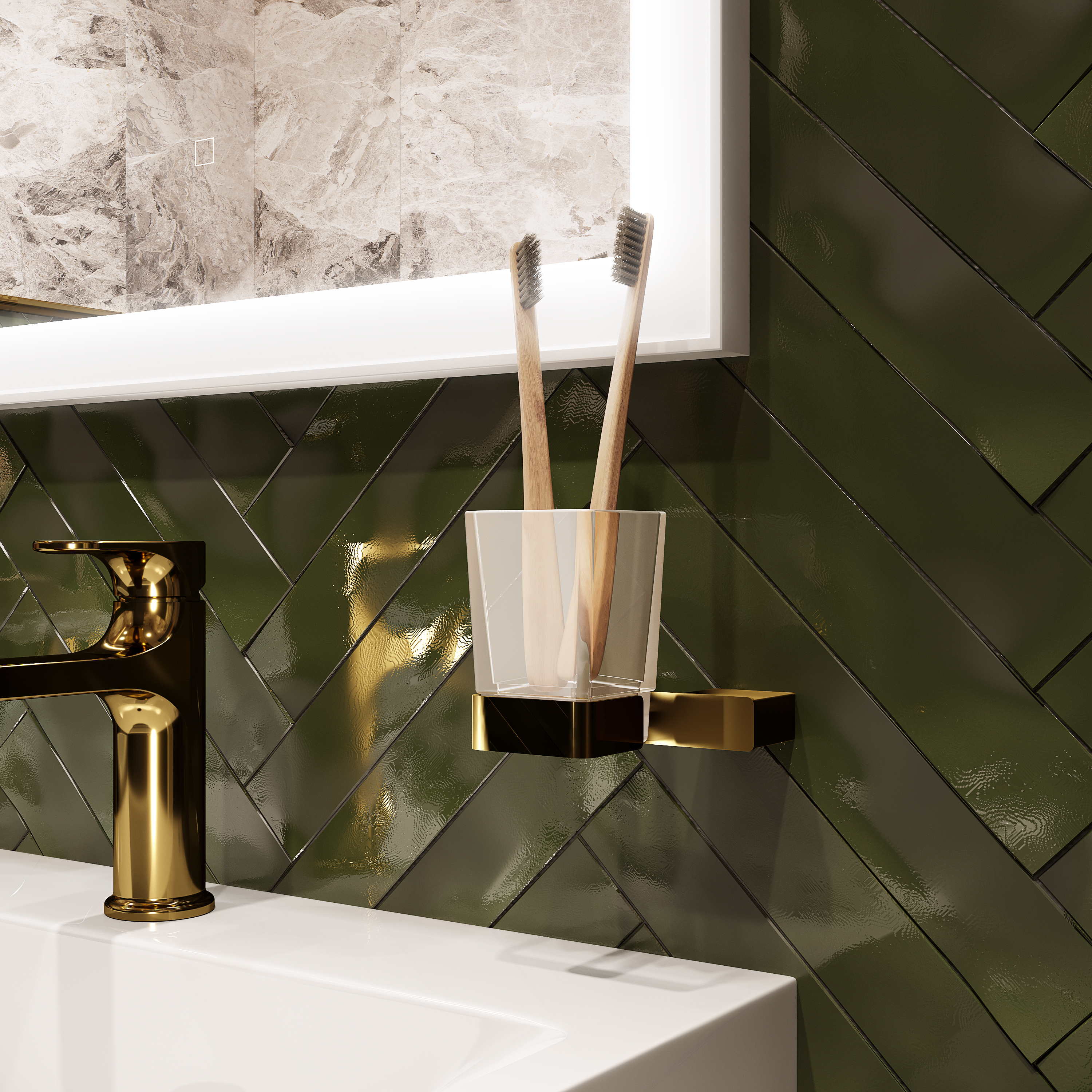 Стакан для ванной DEKOR BANYO SS 304 Gold SS304 006 02 настенный, золото, стеклянный купить в Тамбове