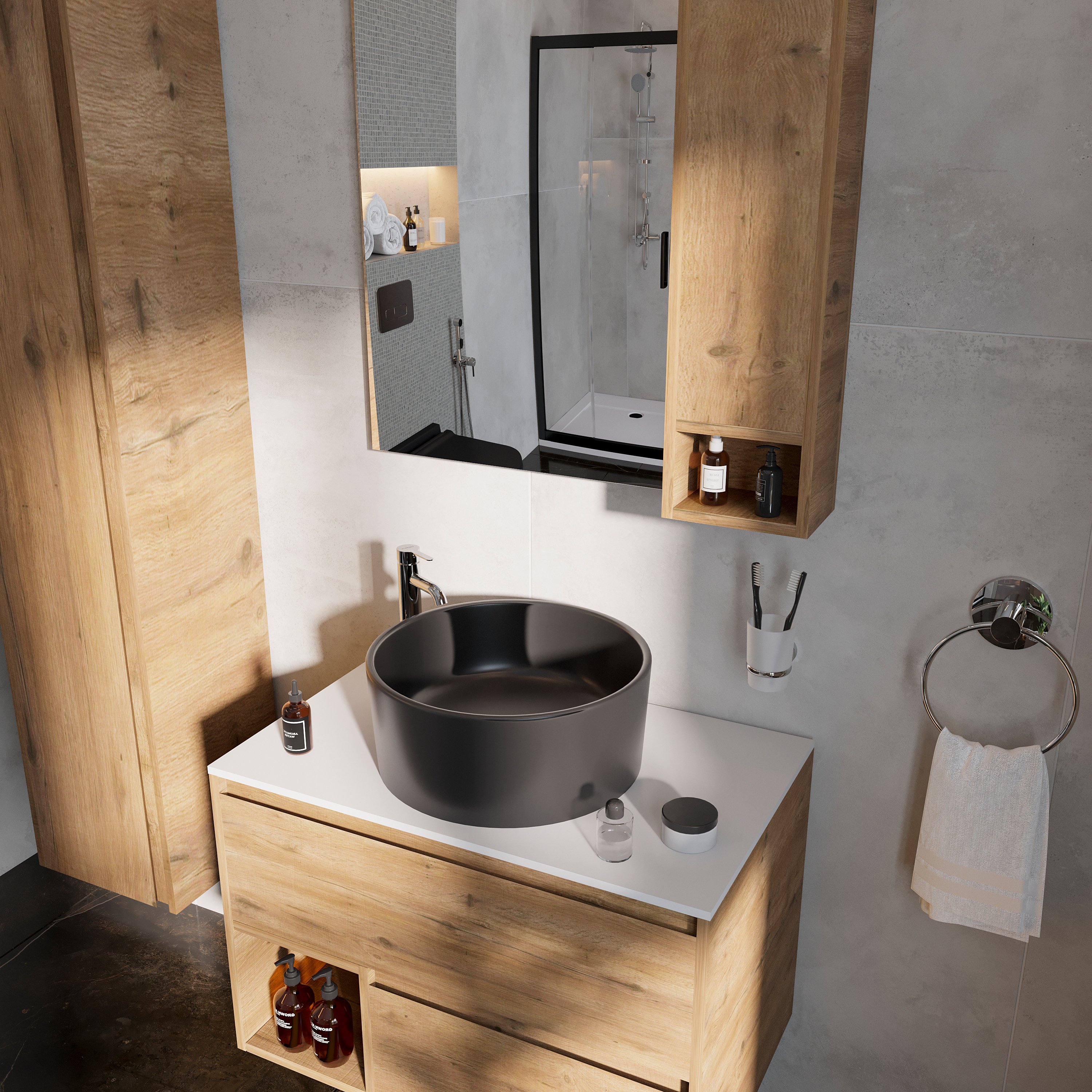 Тумба с раковиной STWORKI Карлстад 75 дуб рустикальный, роверелла, с отверстием для смесителя в столешнице купить в Тамбове